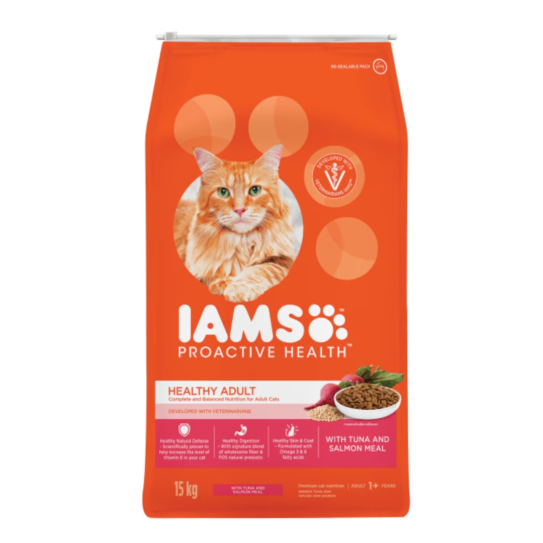 Iams Cat 15kg Adult Tuna & Salmon Dry Cat Food New