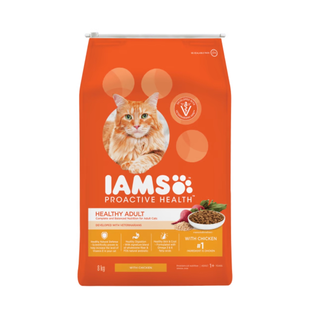 Iams Cat 8kg Adult Chicken Dry Cat Food New