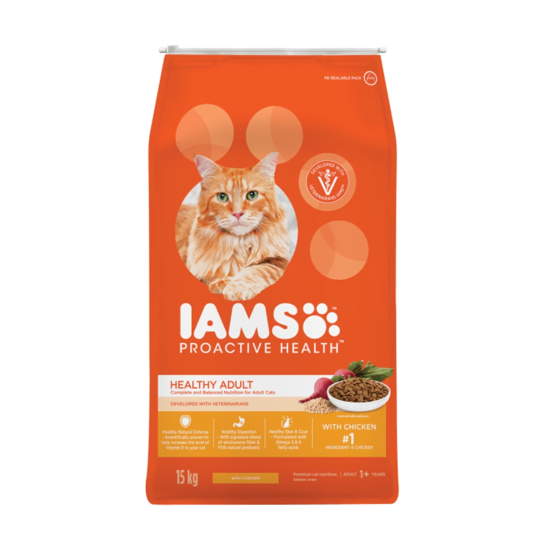 Iams Cat 15kg Adult Chicken Dry Cat Food New