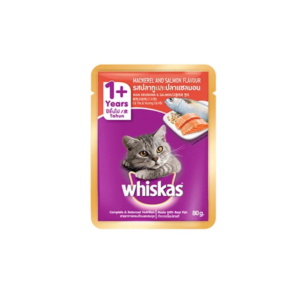 Whiskas Pouch Fresh Fish Mackerel & Salmon 80g Wet Cat Food