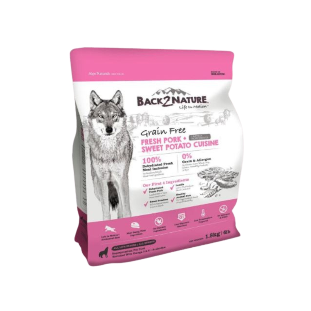 Back2nature 1.8kg Grain Free Fresh Pork & Sweet Potato Recipe Dry Dog Food