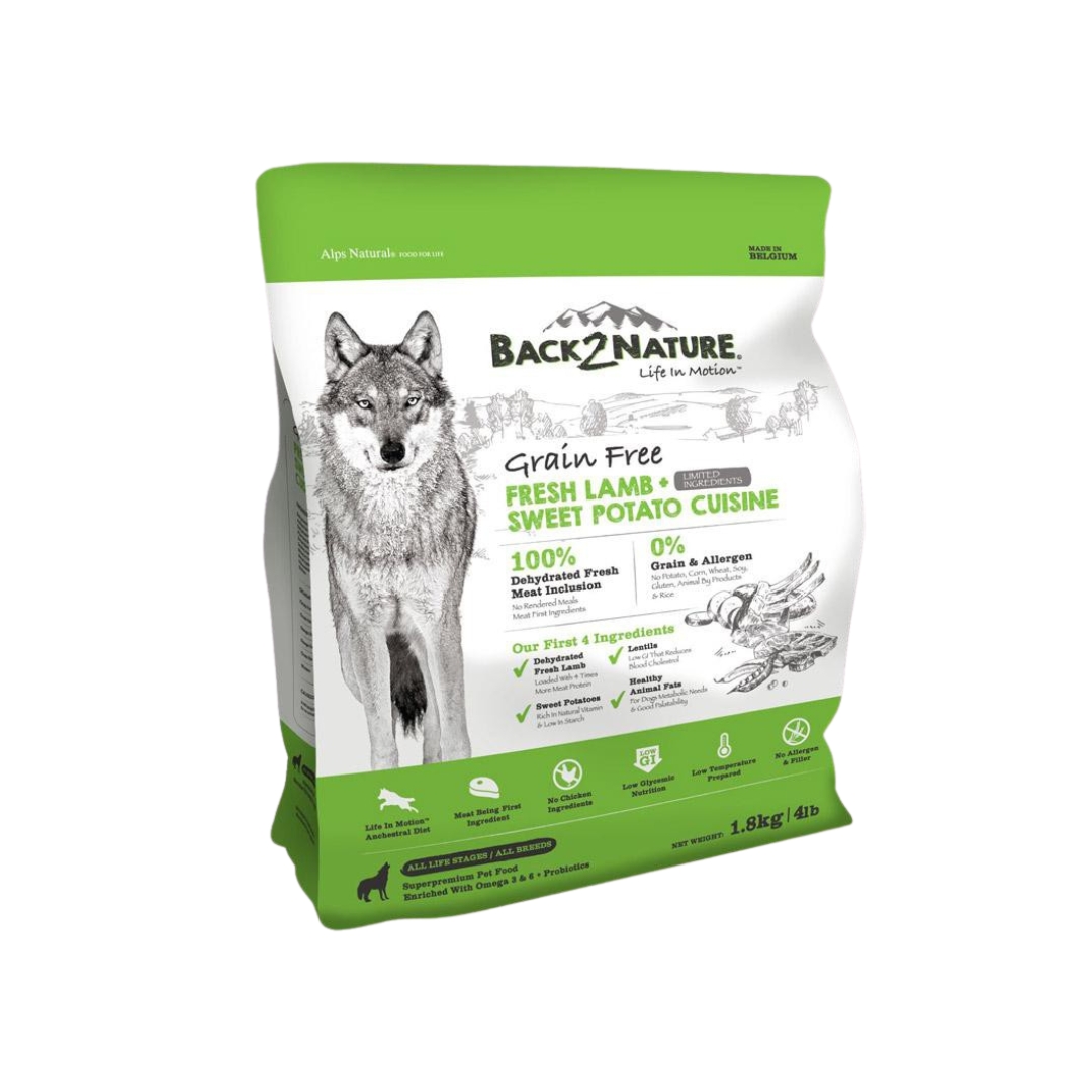 Back2nature 1.8kg Grain Free Fresh Lamb & Sweet Potato Recipe Dry Dog Food