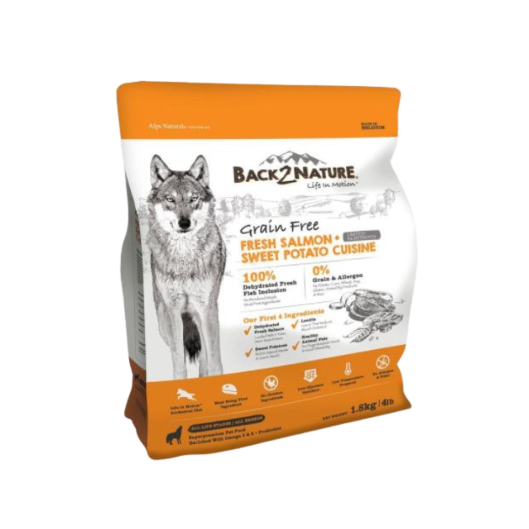 Back2nature 1.8kg Grain Free Fresh Salmon & Sweet Potato Recipe Dry Dog Food