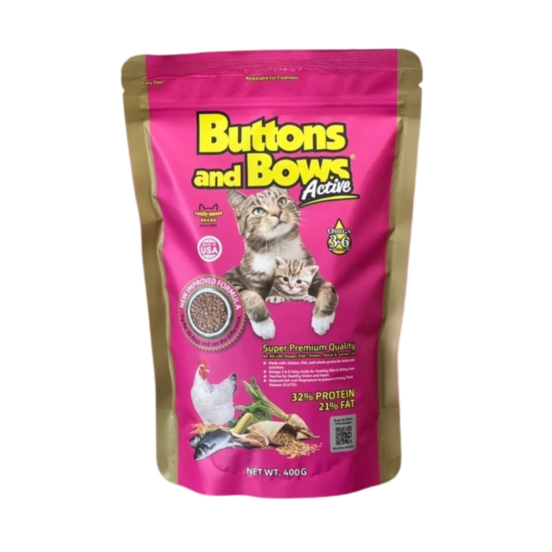 Buttons And Bows Active (32/21) 400g Dry Cat Food