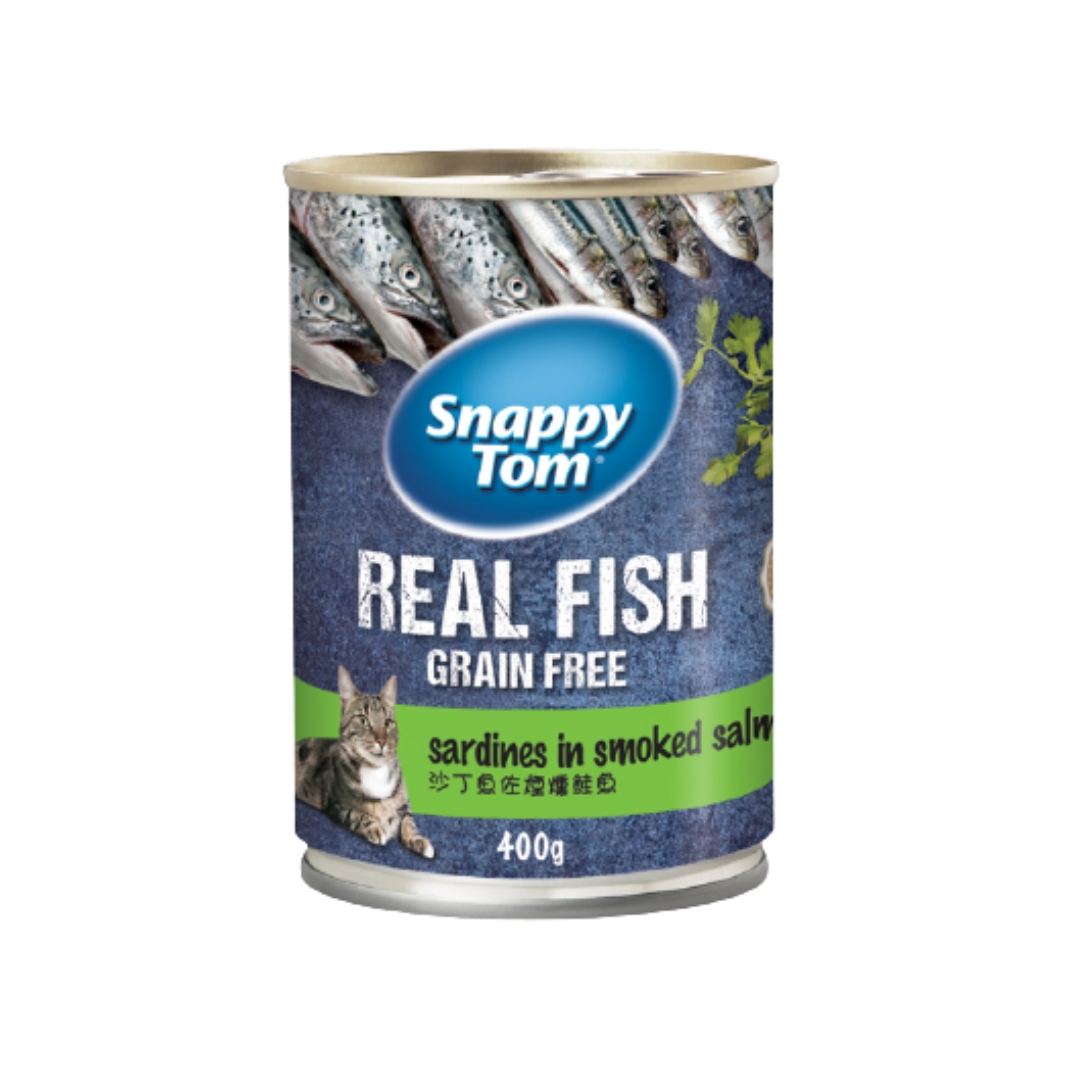 Snappy Tom 400g Sardine With Smoked Salmon Wet Cat Food