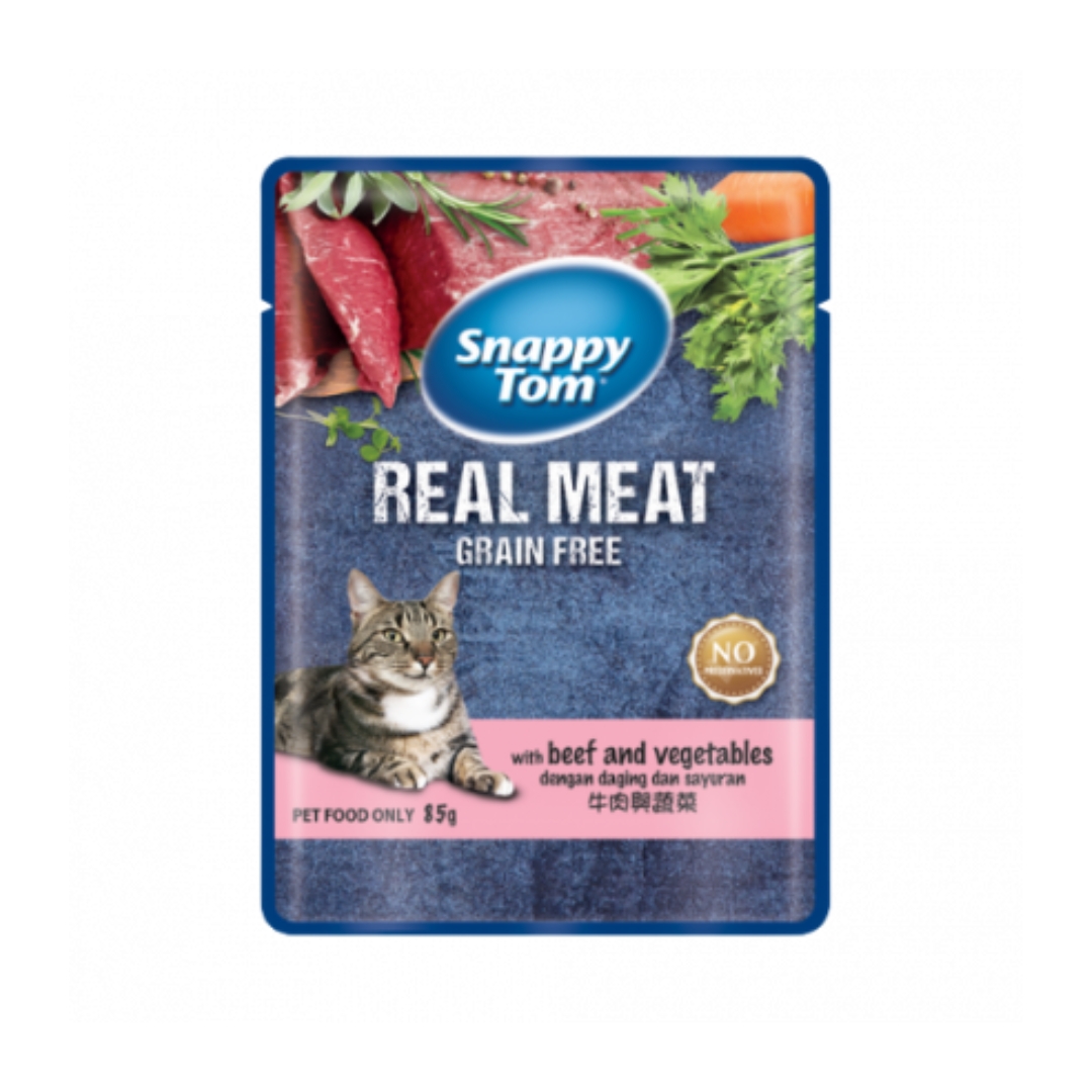 Snappy Tom 85g With Beef & Vegetables Wet Cat Pouch