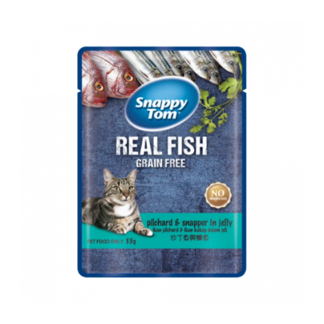 Snappy Tom 85g With Pilchard & Snapper In Jelly Wet Cat Pouch