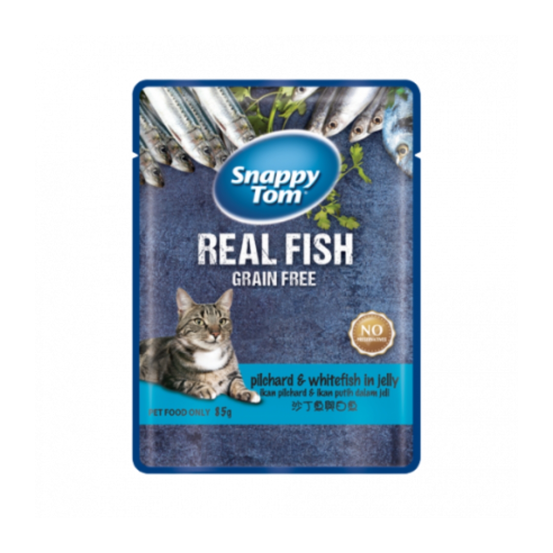 Snappy Tom 85g With Pilchard & Whitefish In Jelly Wet Cat Pouch