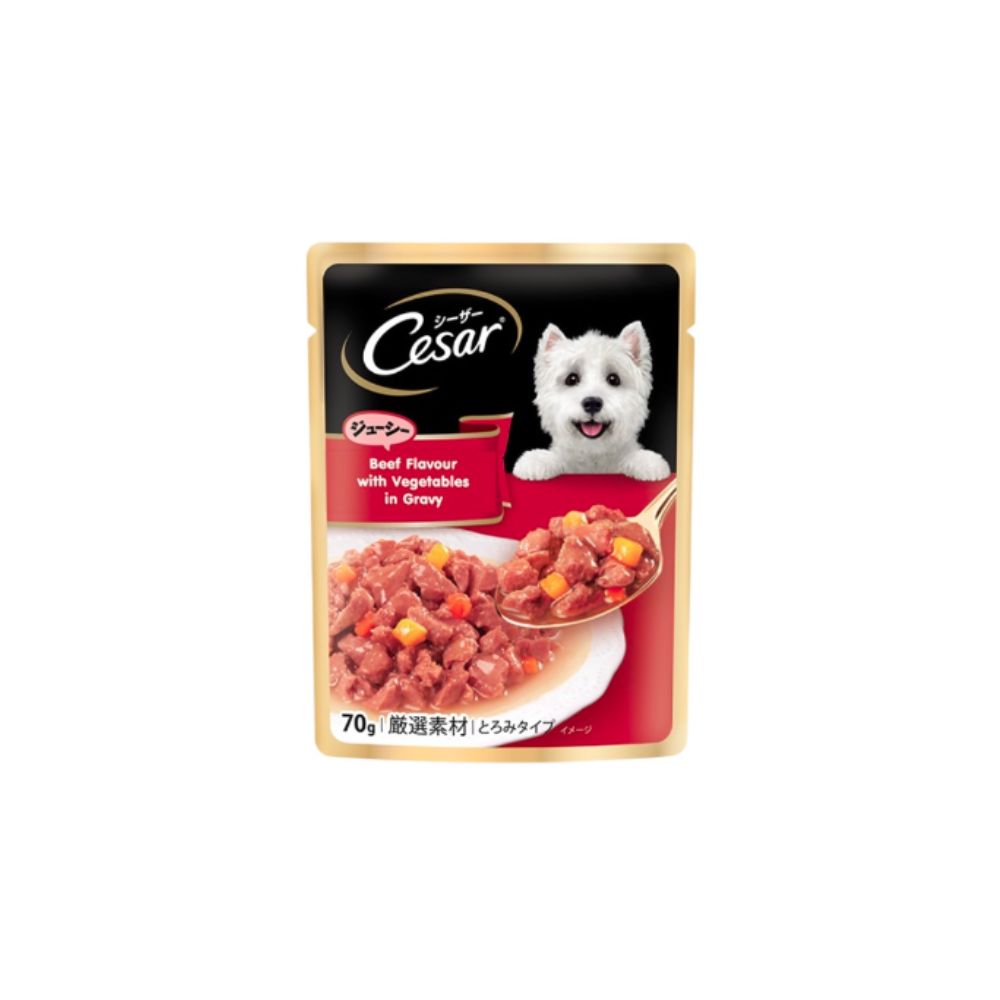 Cesar Pouch 70g Beef Flavor With Vegetables In Gravy Wet Dog Food