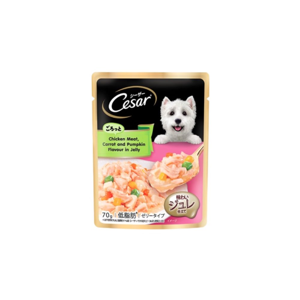 Cesar Pouch 70g Chicken Meat With Carrot And Pumpkin Flavour In Jelly Wet Dog Food