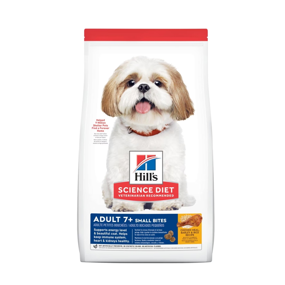 Hills Adult 7+ Small Bites Chicken Meal, Barley & Brown Rice 2kg Dry Dog Food