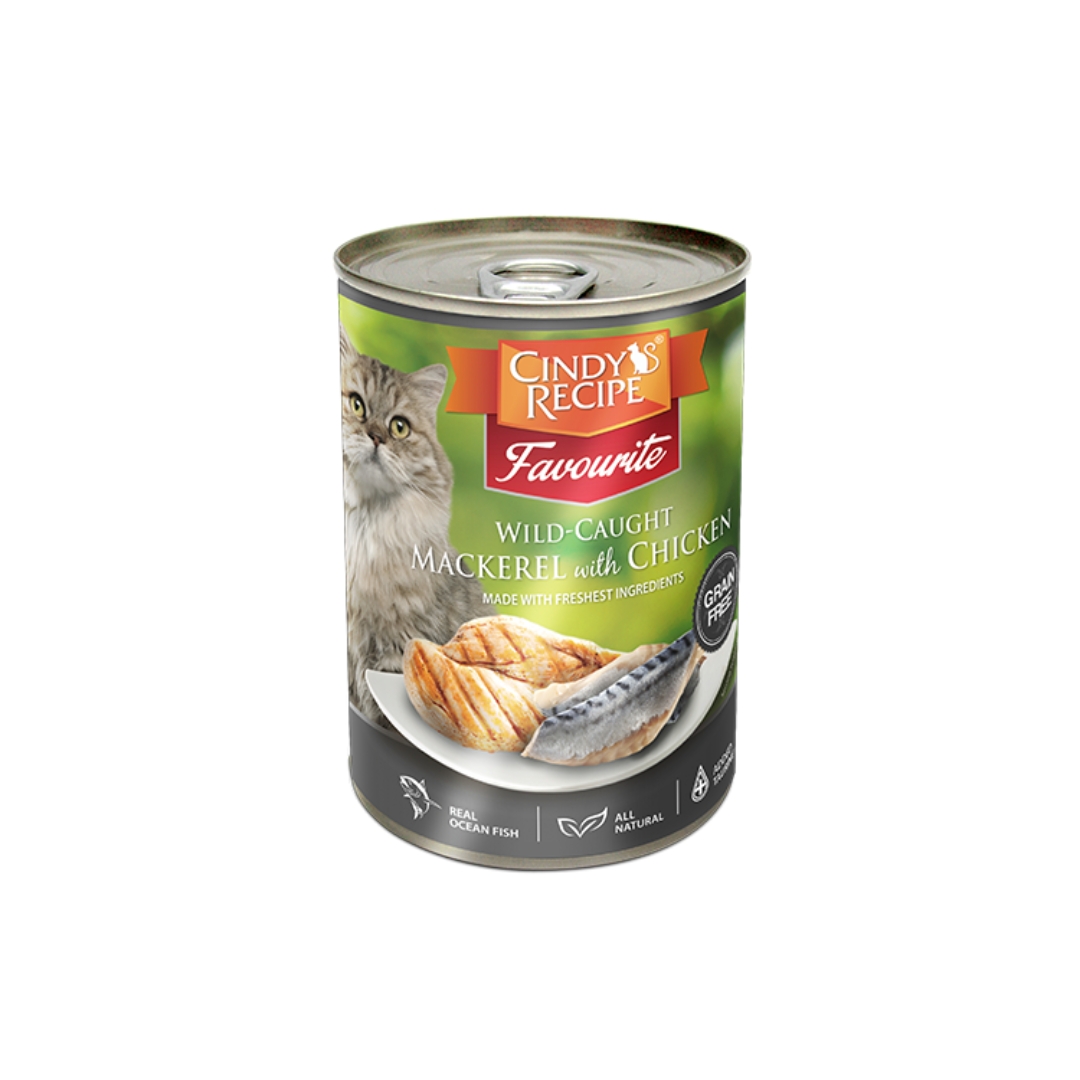 Cindy's Recipe Favourite Mackerel With Chicken 400g Wet Canned Cat Food