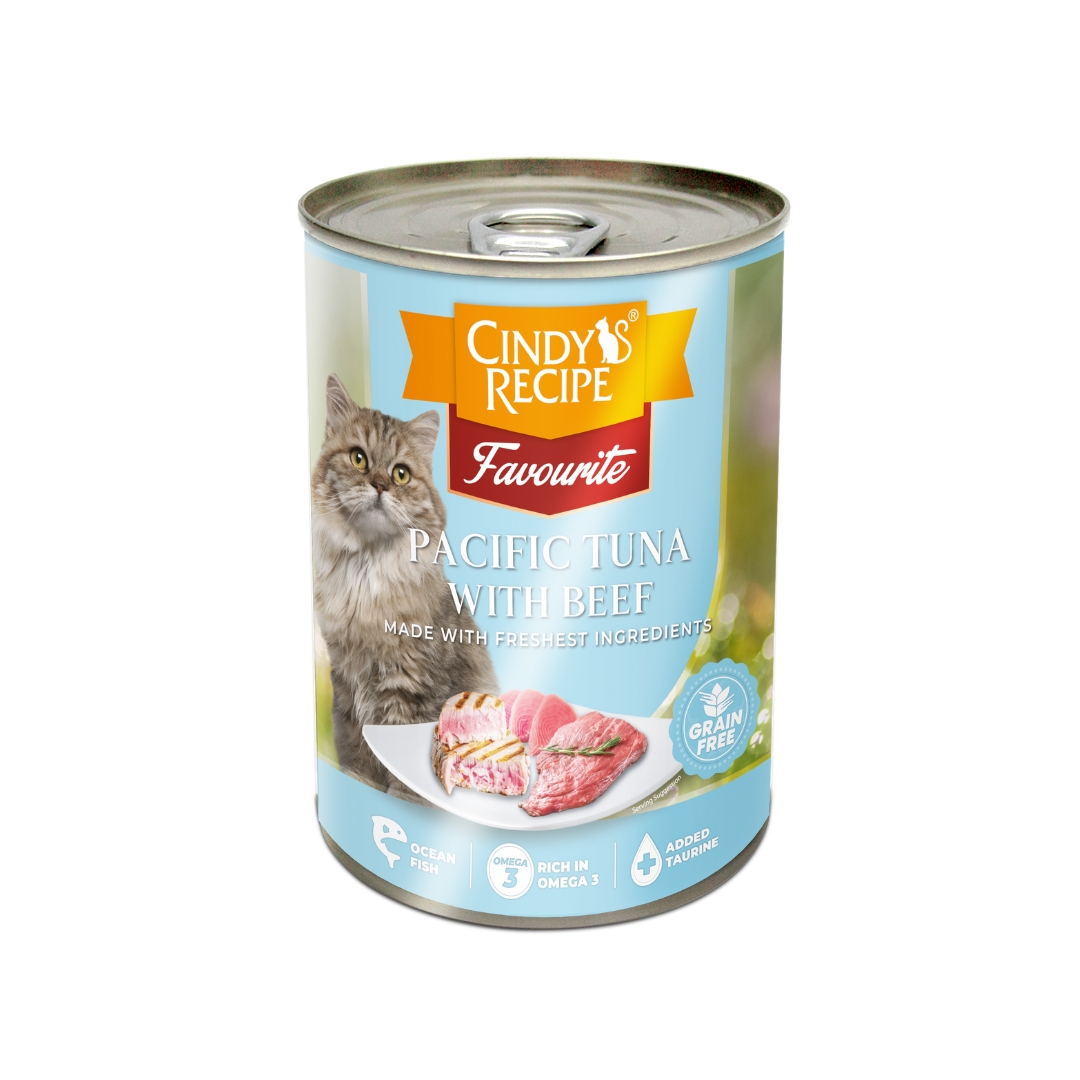 Cindy's Recipe Favourite Pacific Tuna With Beef 400g Wet Canned Cat Food