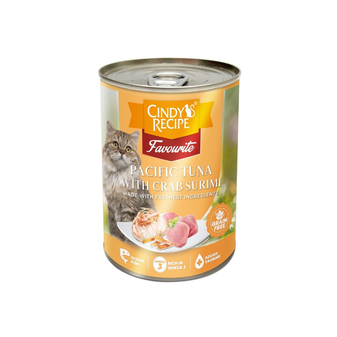 Cindy's Recipe Favourite Pacific Tuna With Crab Surimi 400g Wet Canned Cat Food