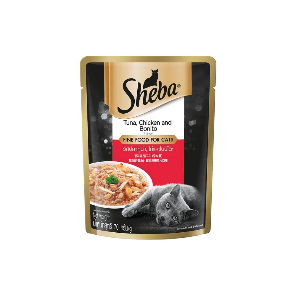 Sheba Pouch Tuna Chicken With Bonito 70g Wet Cat Food