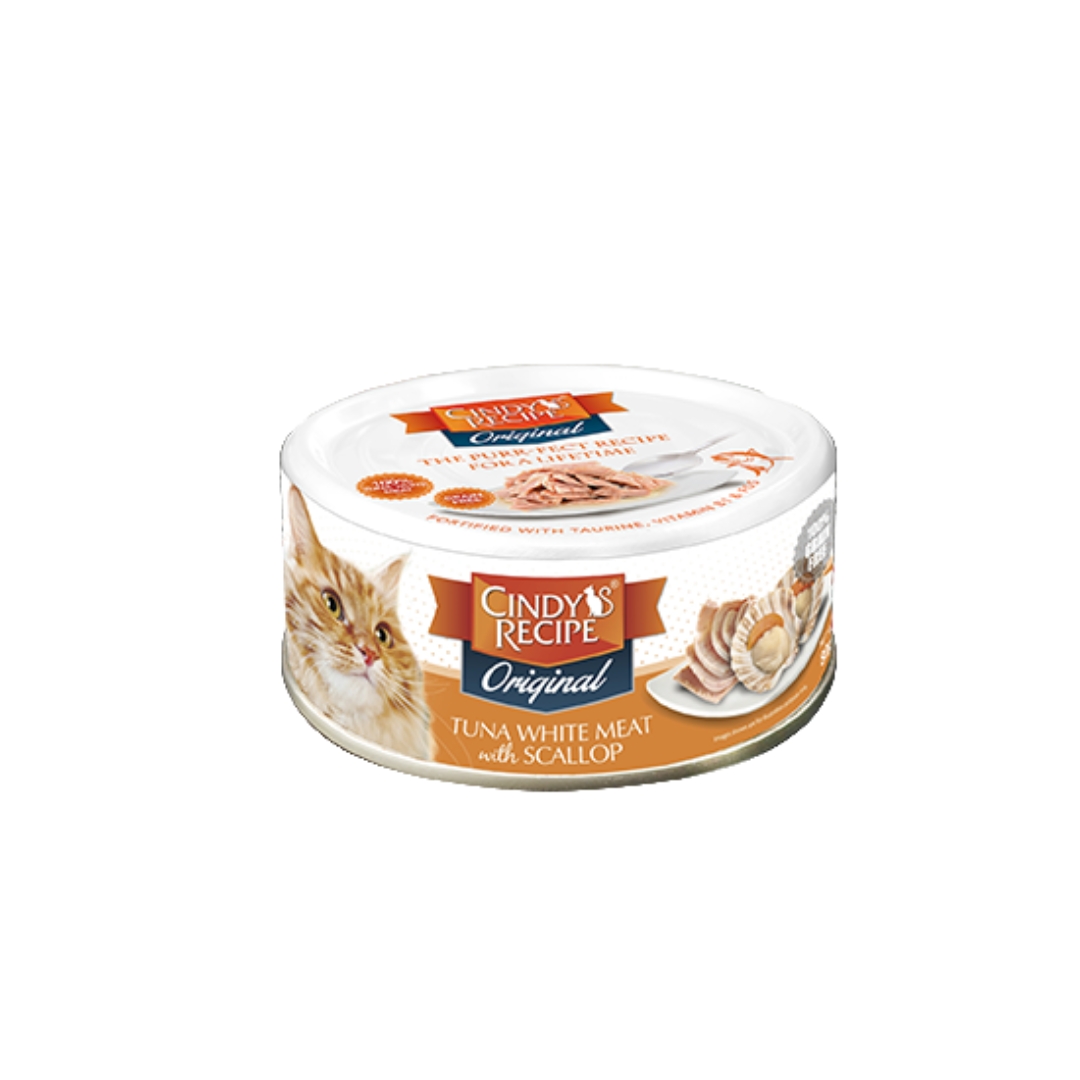 Cindy's Recipe Original Tuna White Meat With Scallop 80g Wet Canned Cat Food