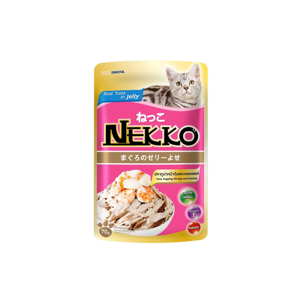 Nekko 70g Tuna Topping Shrimp And Scallop Wet Cat Pouch