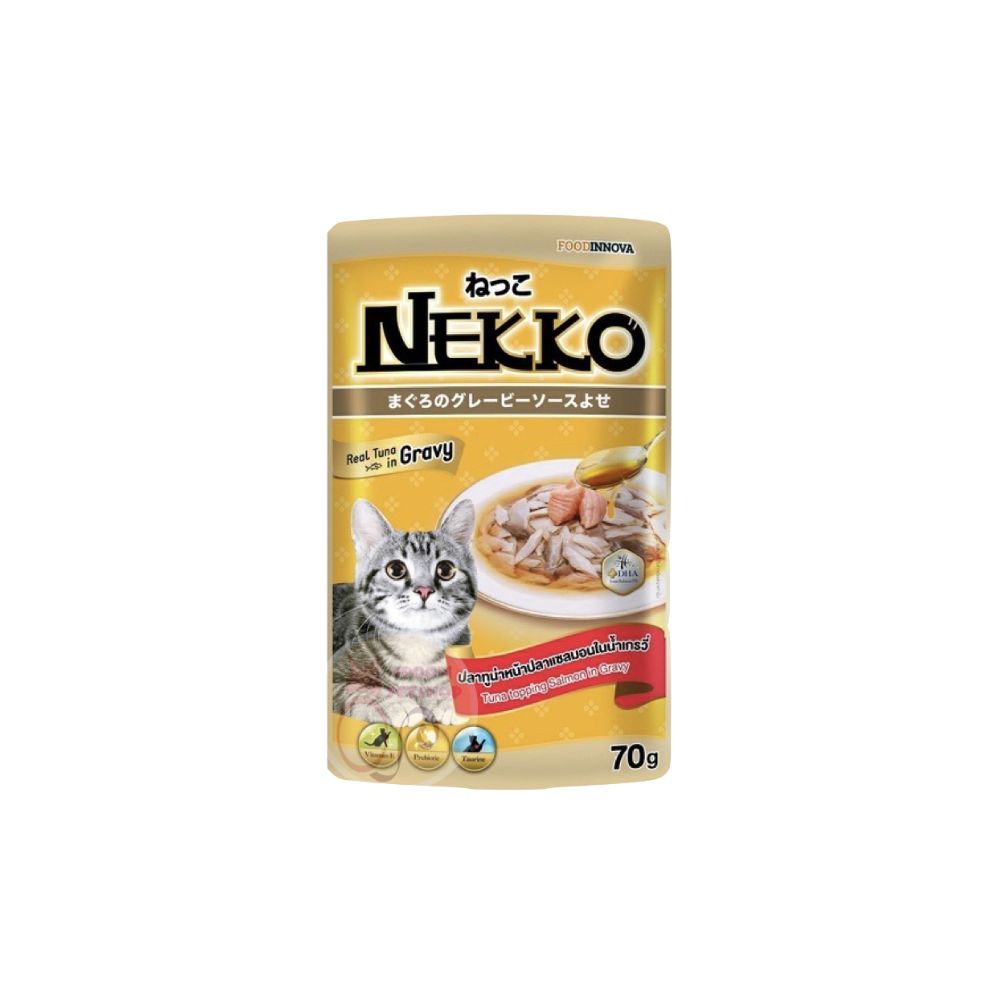 Nekko 70g Tuna Topping Salmon In Gravy Wet Cat Pouch