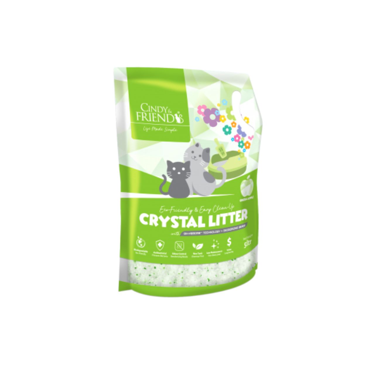 Cindy & Friends Crystal Litter Green Apple 5l Cat Litter