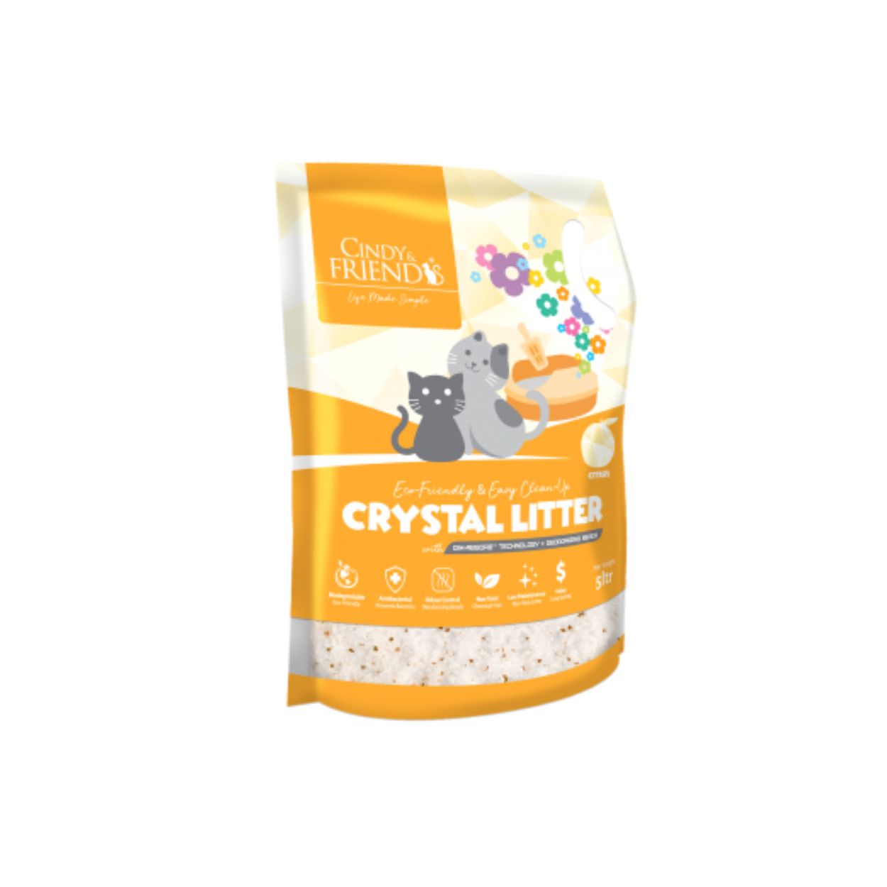 Cindy & Friends Crystal Litter Citrus 5l Cat Litter