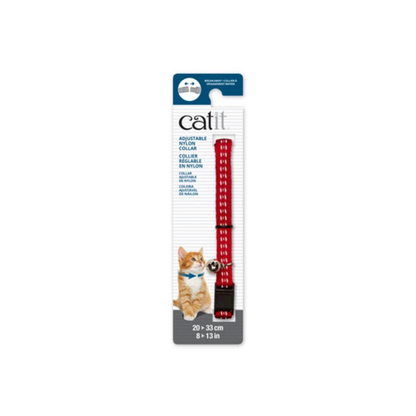 Catit Adjustable Nylon Collar Reflective Red 20-30cm (8-13in)