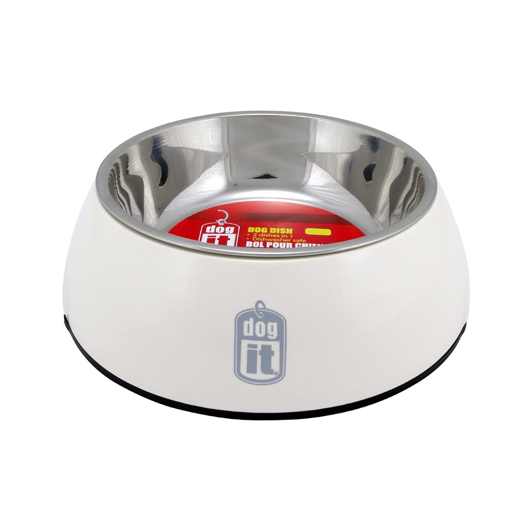 Dogit 2in1 Durable Bowl With Ss Insert Small 350ml White Dia. 5