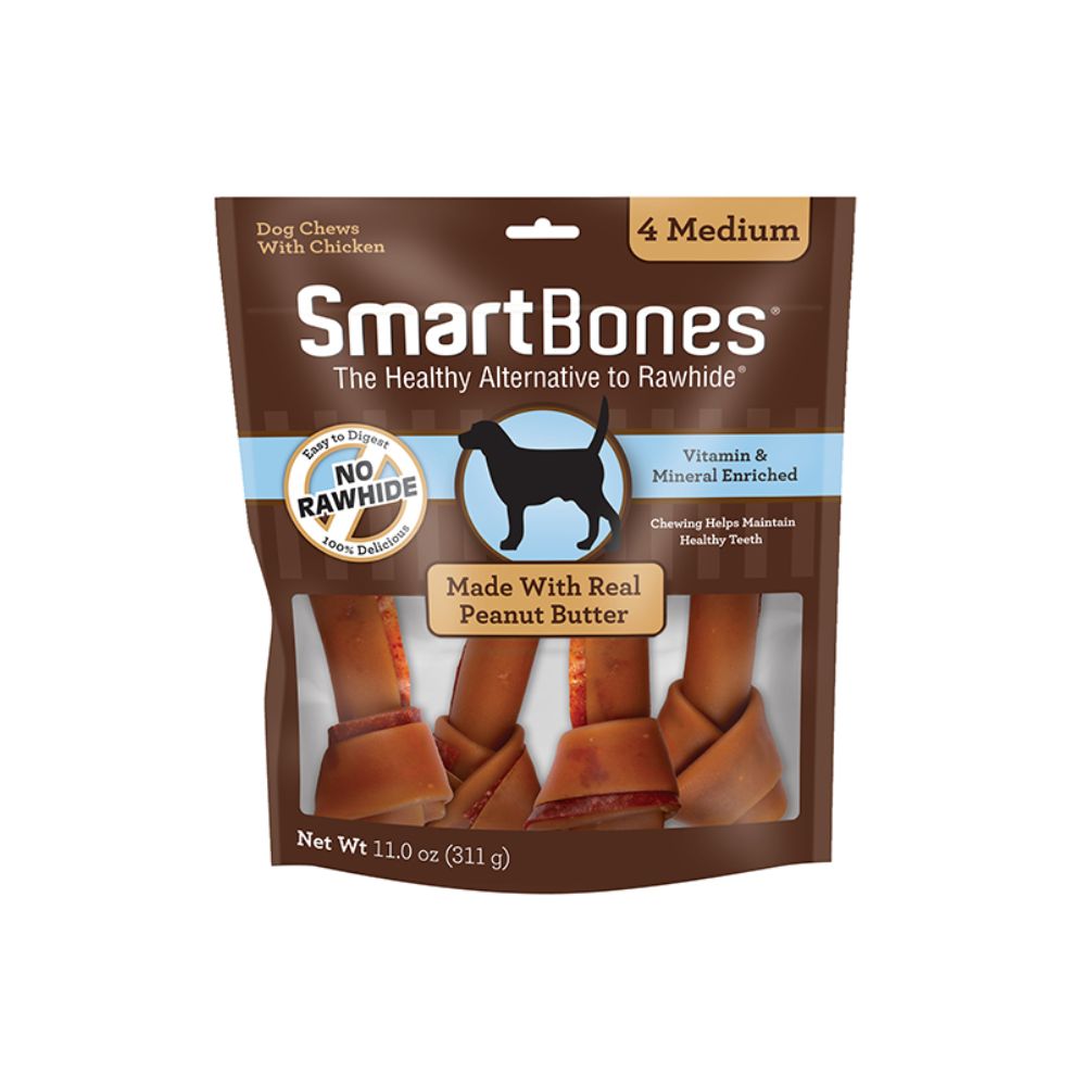 Smartbones Peanut Butter Classic Bone Chews Meidum 4 Sticks Dog Treat