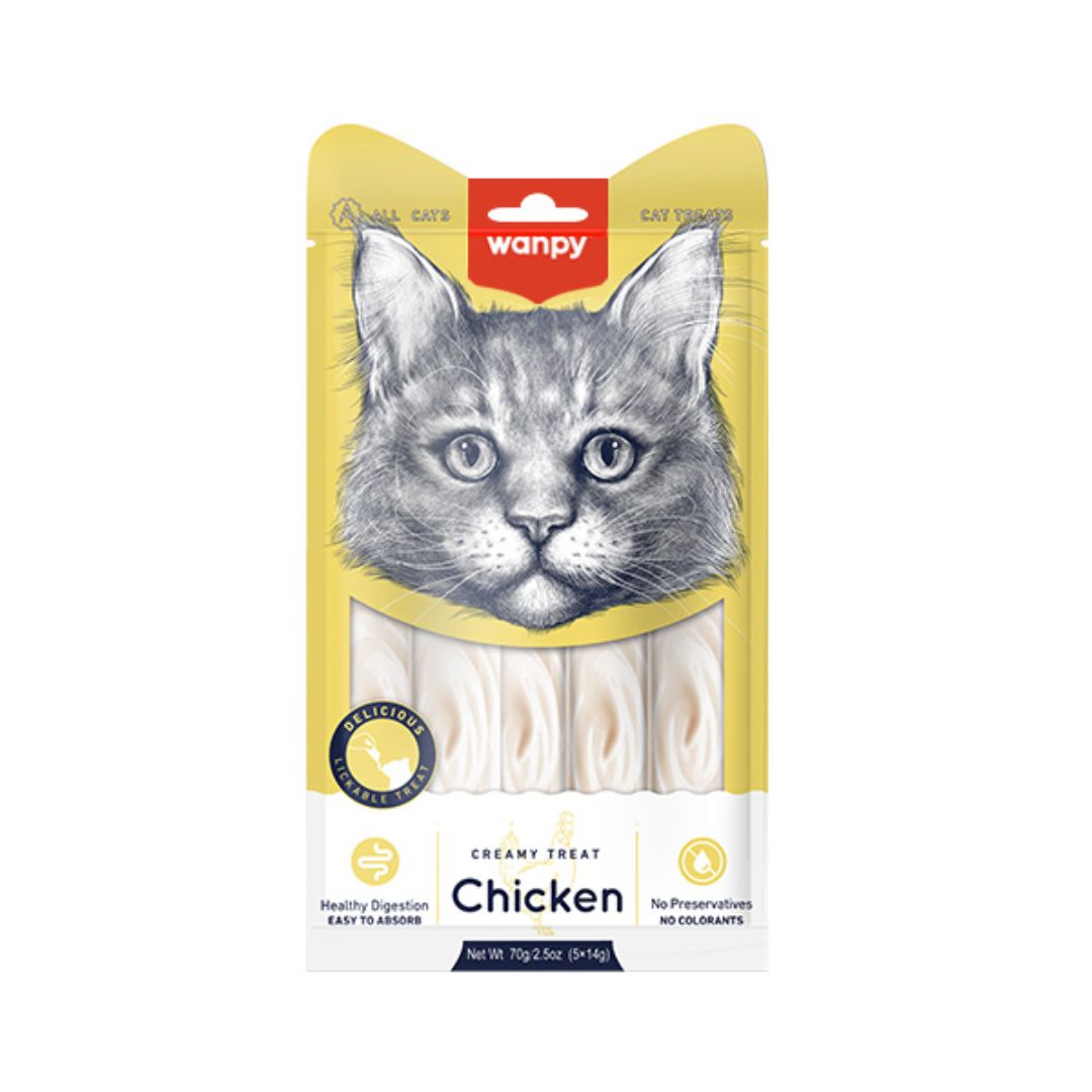 Wanpy Cat 14gx5 Creamy Lickable Treat Chicken Cat Snack