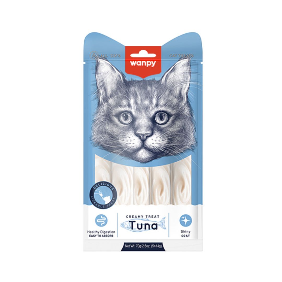 Wanpy Cat 14gx5 Creamy Lickable Treat Tuna Cat Snack