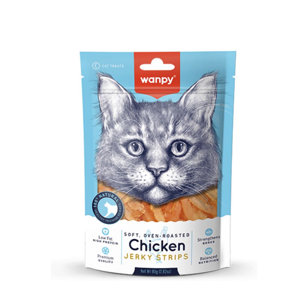 Wanpy Cat Soft Chicken Jerky Strips 80g Cat Snack