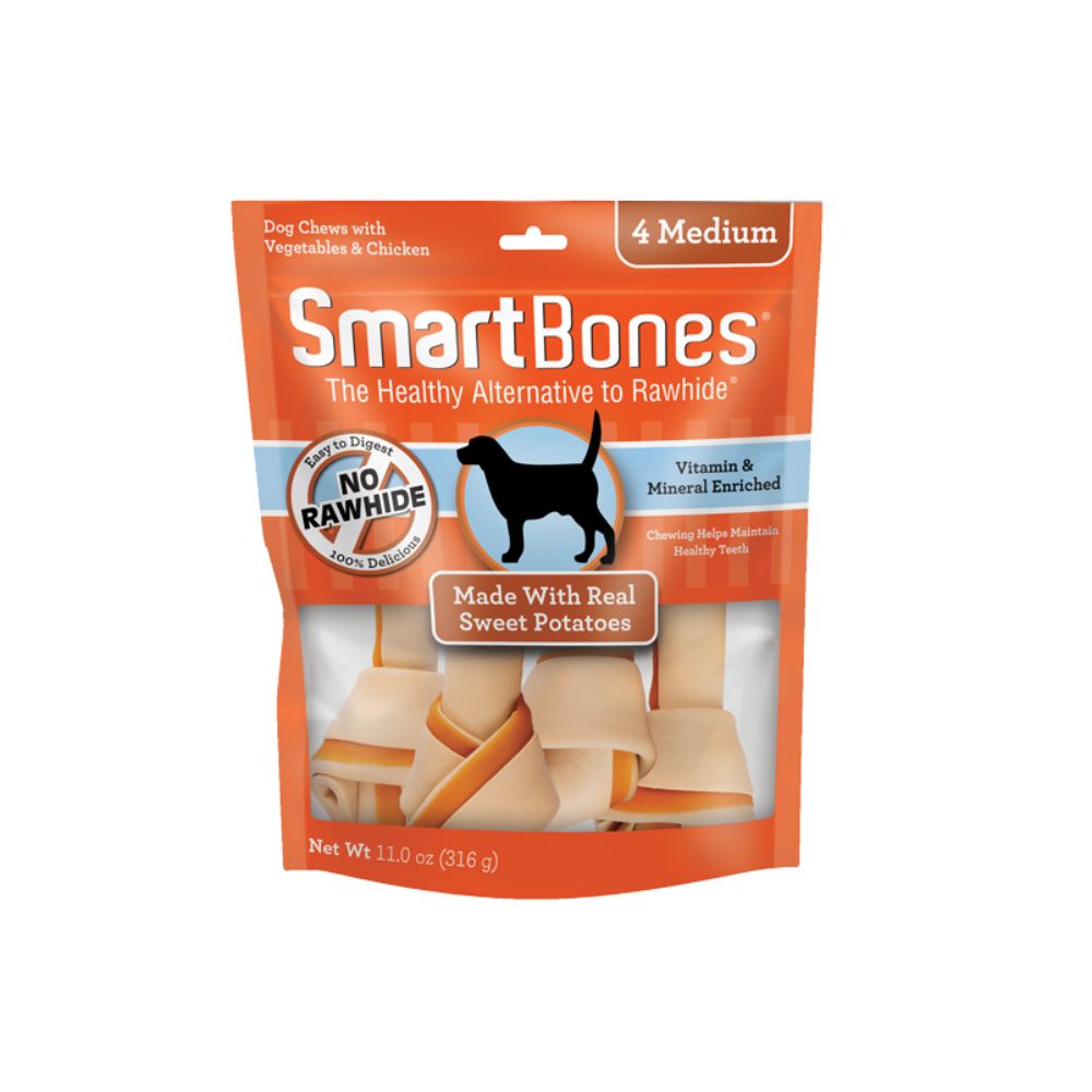 Smartbones Sweet Potato Classic Bone Chew Medium 4 Sticks Dog Treat