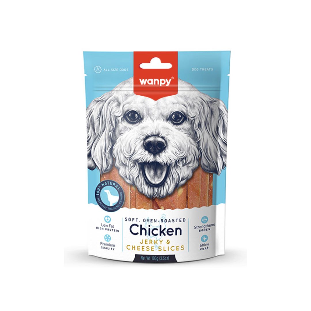 Wanpy Chicken Jerky & Cheese Slice 100g Dog Snack