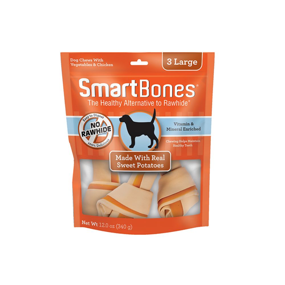 Smartbones Sweet Potato Classic Bone Chew Large 3 Sticks Dog Treat