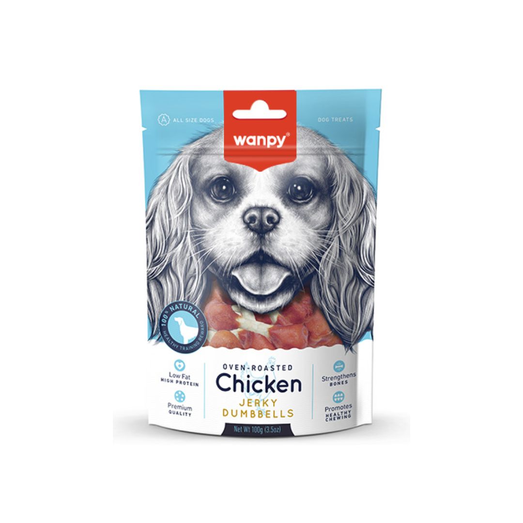 Wanpy Chicken Jerky Dumbell 100g Dog Snack