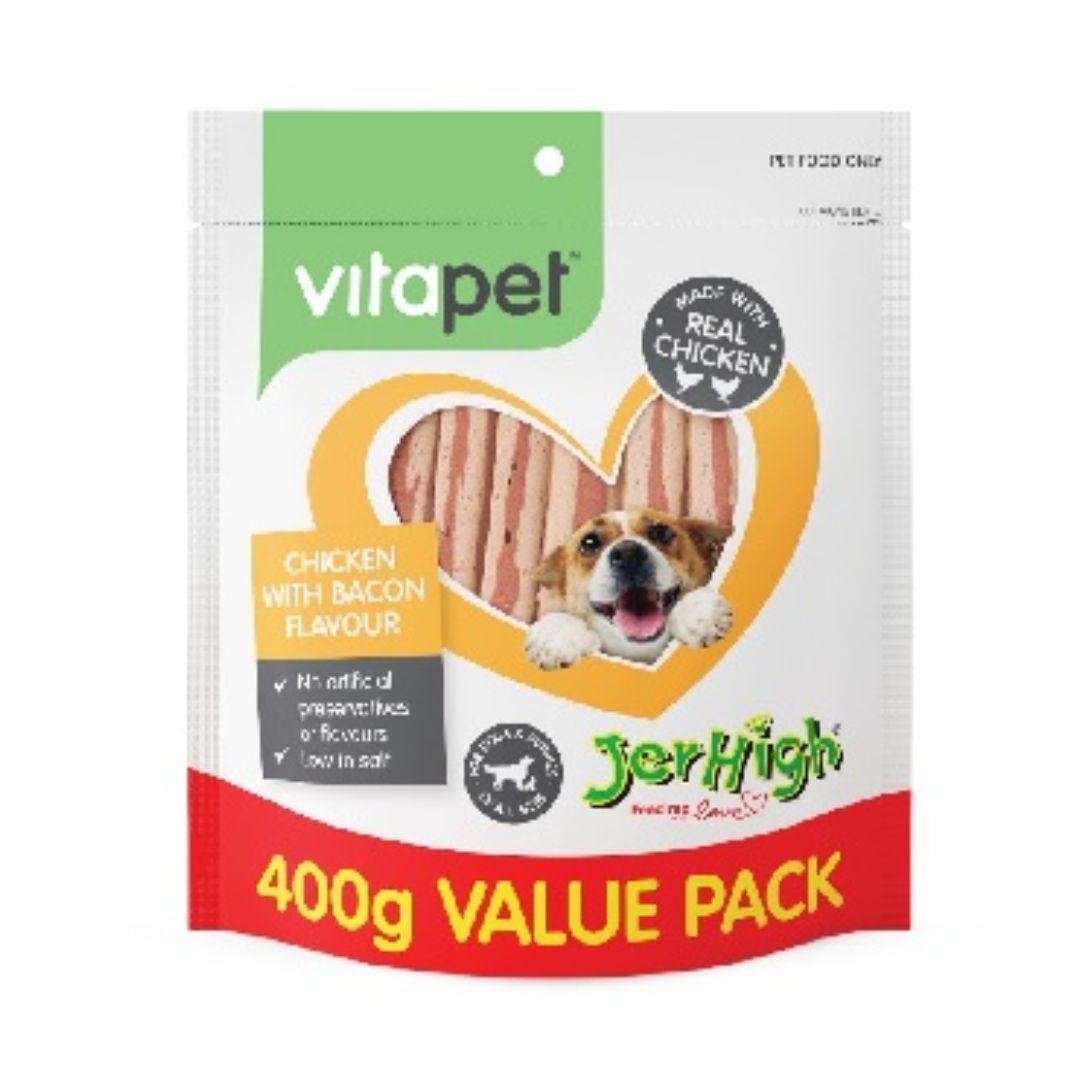 Vitapet Jerhigh 400g Chicken Bacon Dog Treat