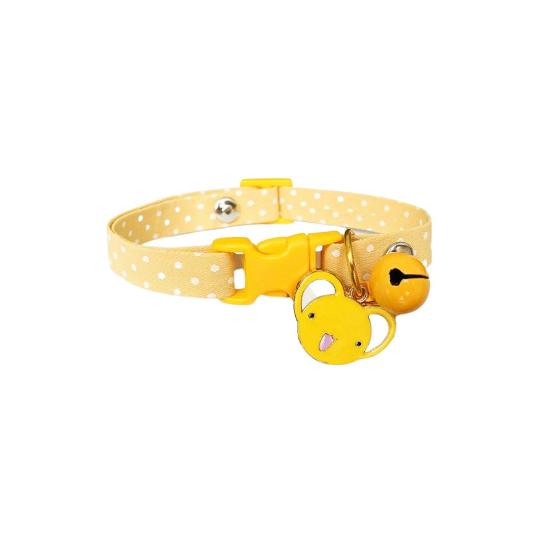 Ptc Adjustable Cat Collar Yellow Dots With Koala Xs 15-20cm