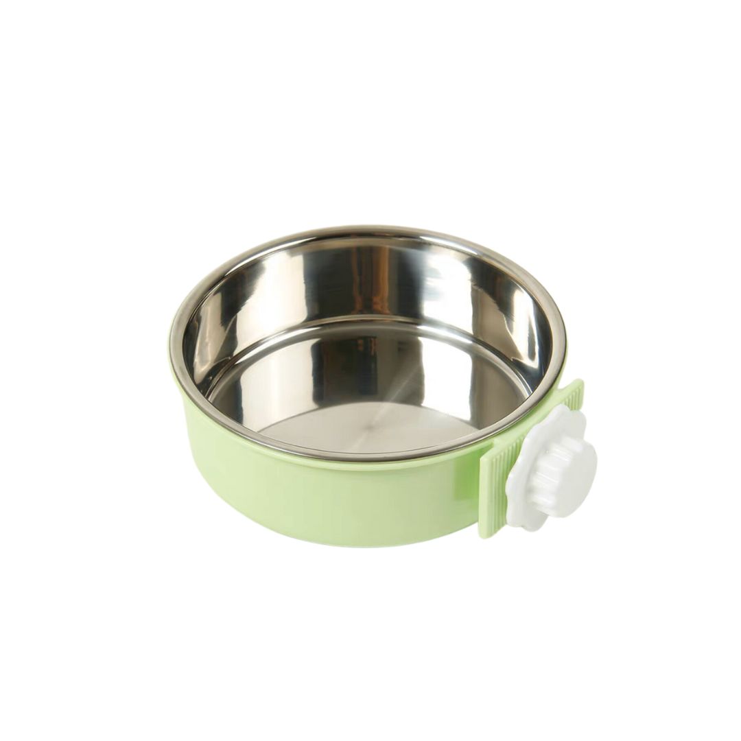 Ptc Cage Hanging Feeding Bowl With Stainless Steel Insert Small Green