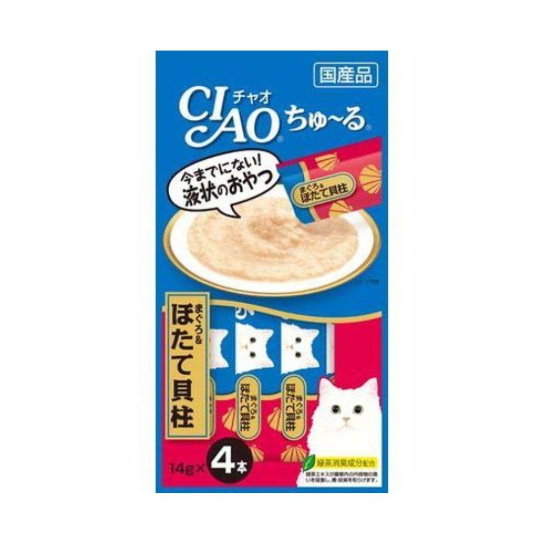 Ciao Churu 14gx4 Whitemeat Tuna & Scallop Cat Snack