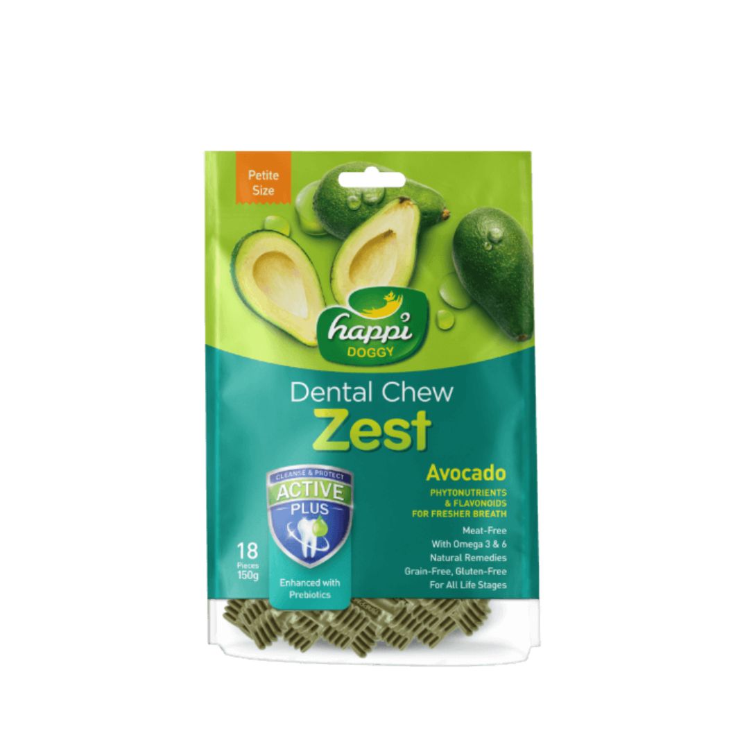 Happi Doggy Dental Chew Zest Petite 18pcs Avocado 2.5'' 150g