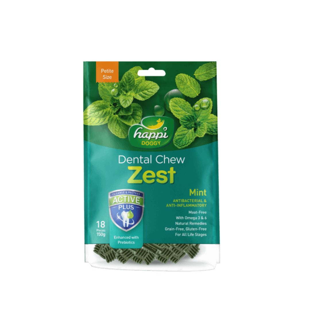 Happi Doggy Dental Chew Zest Petite 18pcs Mint 2.5'' 150g