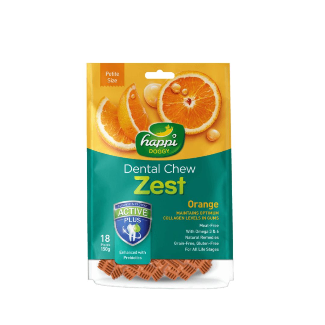 Happi Doggy Dental Chew Zest Petite 18pcs Orange 2.5'' 150g