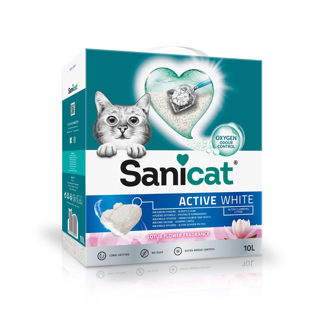 Sanicat Active White 10l Lotus Flower Scented Bentonite Cat Litter