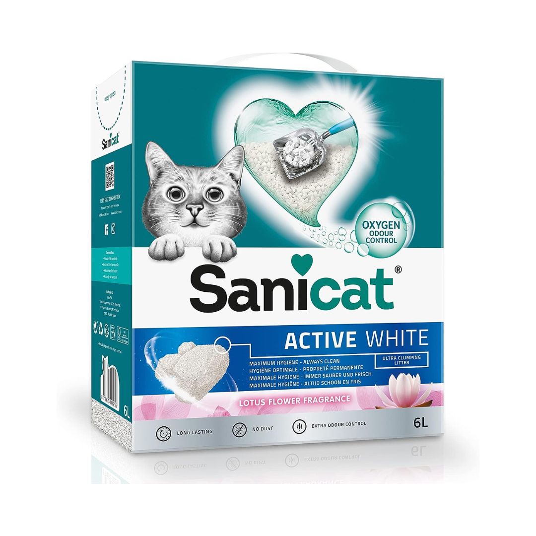 Sanicat Active White 6l Lotus Flower Scented Bentonite Cat Litter