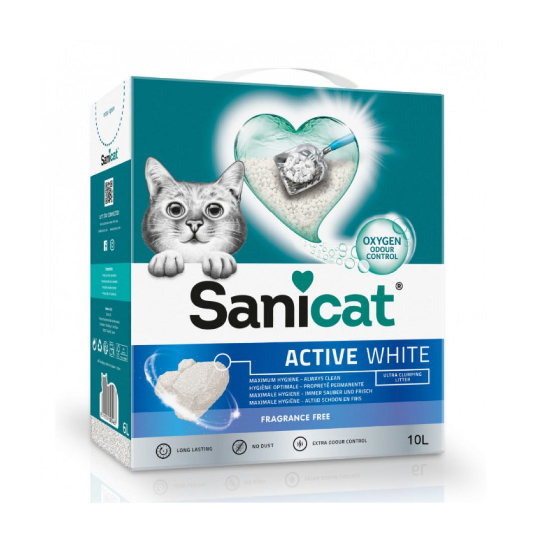 Sanicat Active White 10l Unscented Bentonite Cat Litter