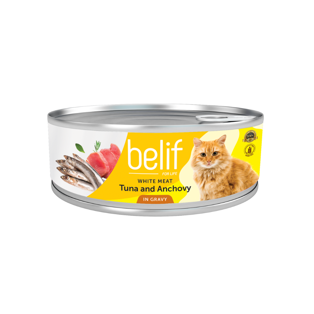 Belif White Meat Tuna & Anchovy In Gravy 80g Wet Cat Food