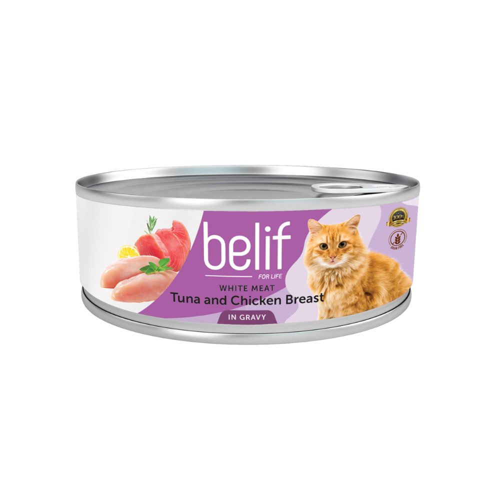 Belif White Meat Tuna & Chicken Breast In Gravy 80g Wet Cat Food