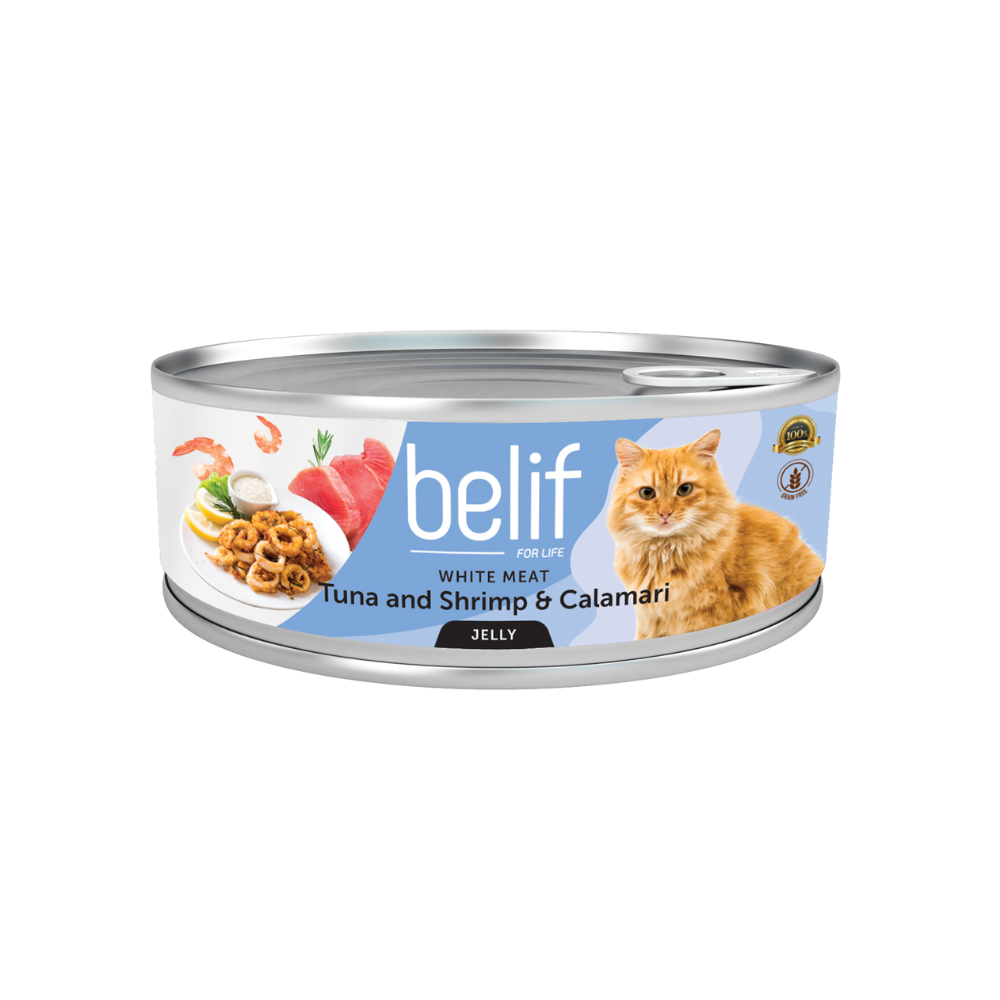 Belif White Meat Tuna & Shrimp & Calamari In Jelly 80g Wet Cat Food