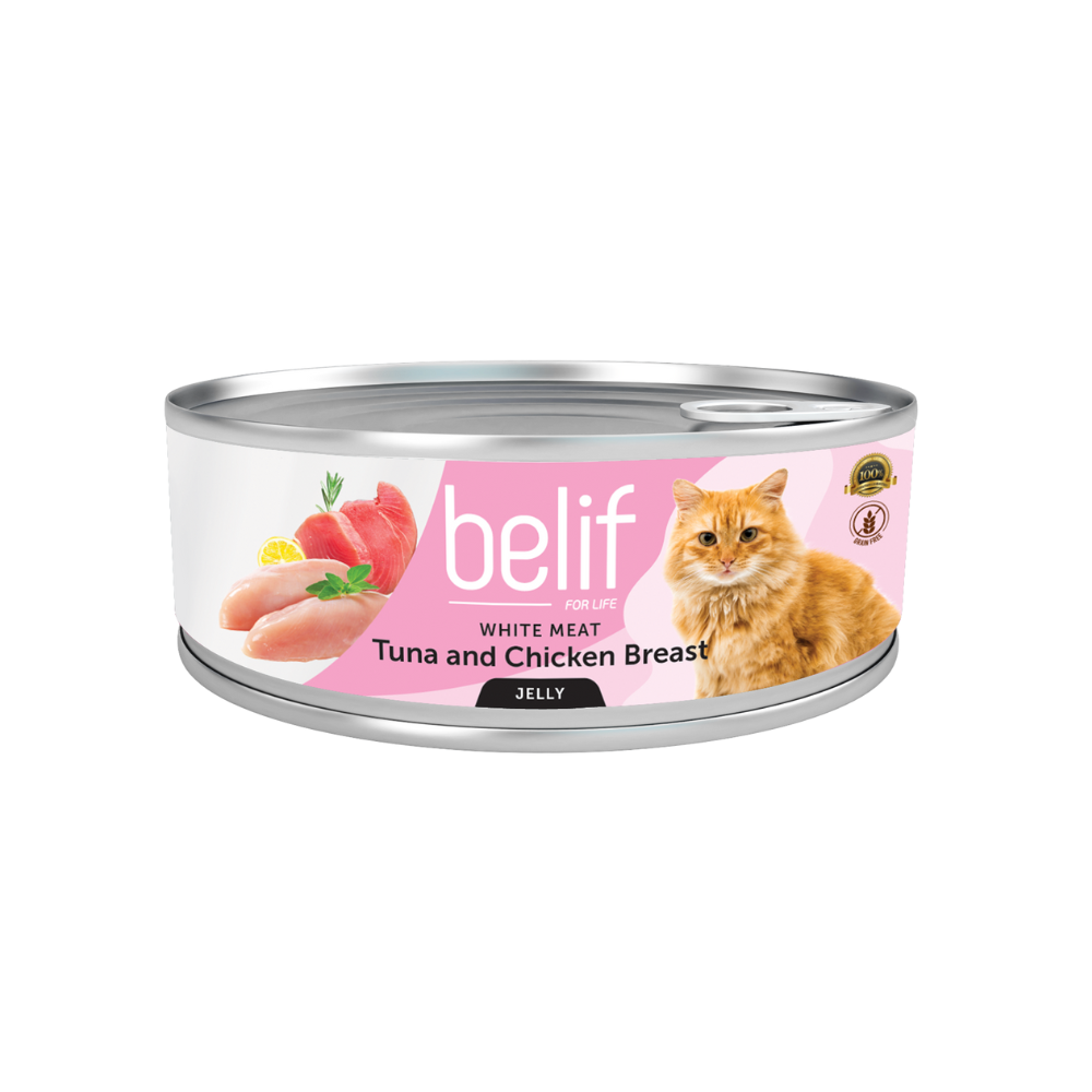 Belif White Meat Tuna & Chicken Breast In Jelly 80g Wet Cat Food