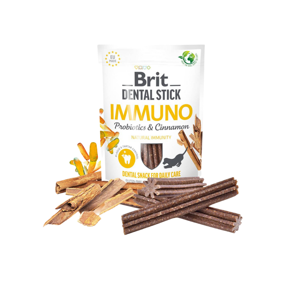 Brit Dental Stick 7pcs Immuno With Probiotics & Cinnamon Dog Snack