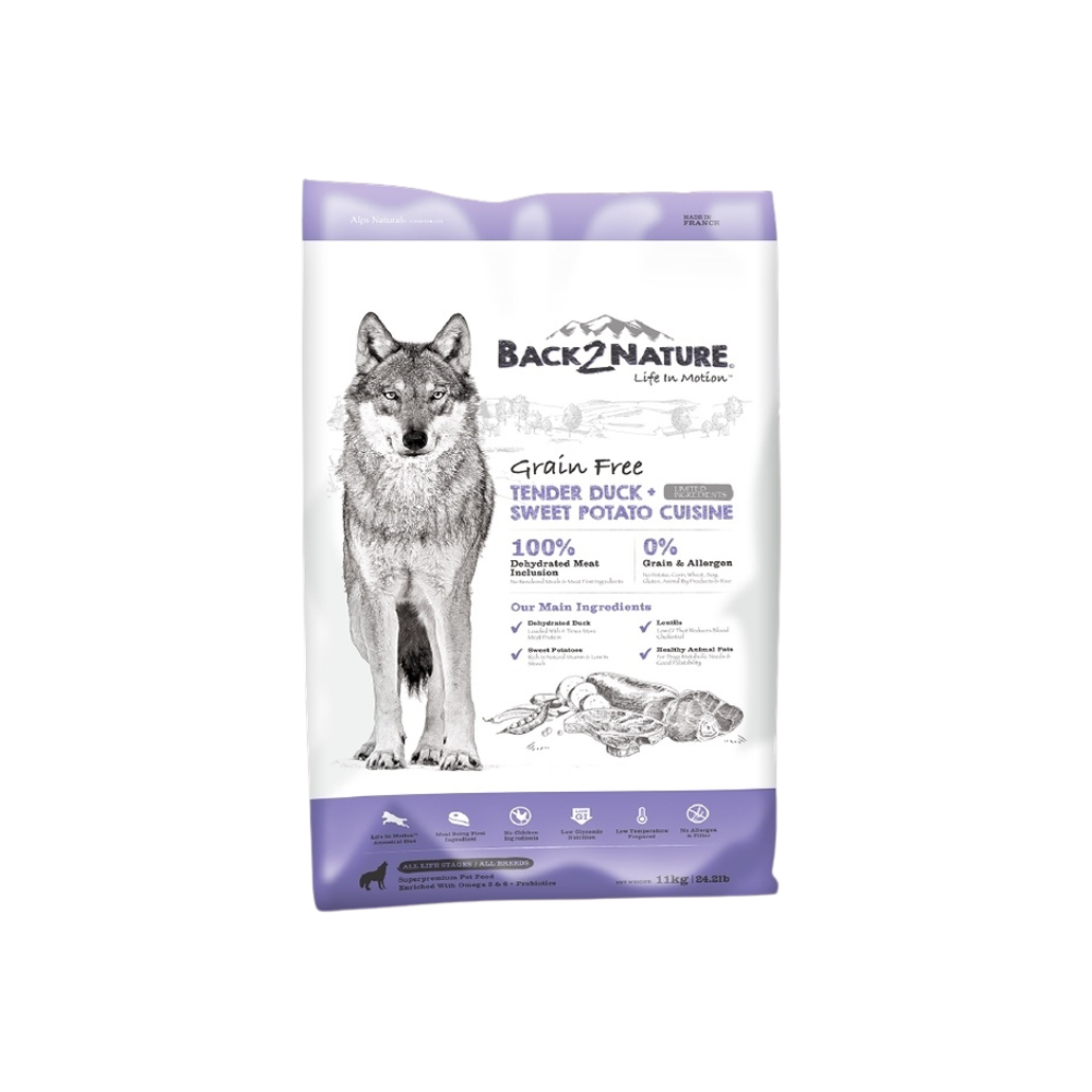 Back2nature 11kg Grain Free Fresh Duck & Sweet Potato Recipe Dry Dog Food